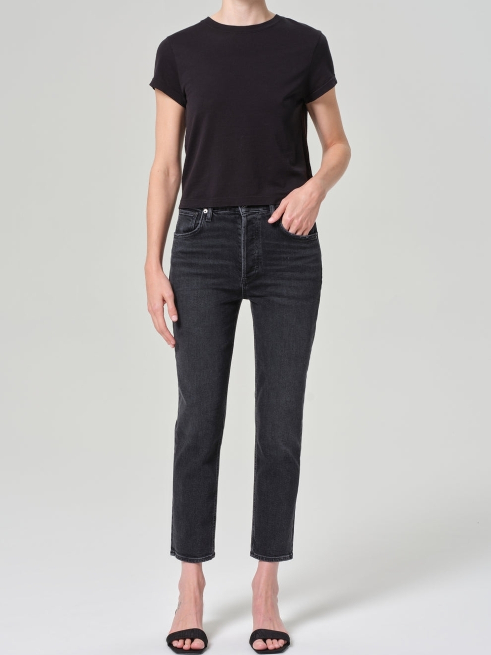 AGOLDE Riley High Rise Straight Crop Jeans Panoramic Wash 27 Vintage Fit